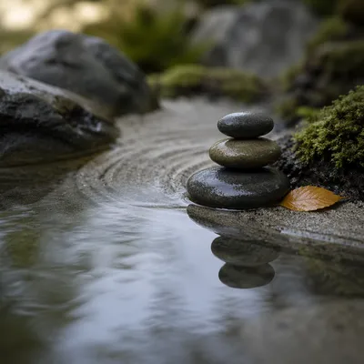 Peaceful Still Water and Zen Stones