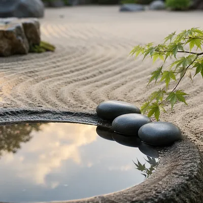 Peaceful Still Water Zen Garden Stones