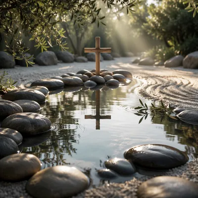 Still Water Cross in Peaceful Garden