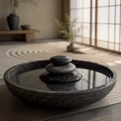 Still Water Basin with Stacked Stones