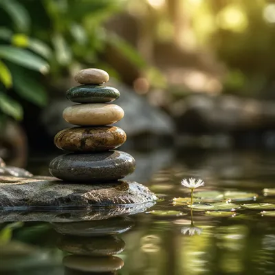 Peaceful River Stones by Still Garden Water