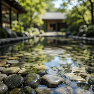 Peaceful Still Water Stones in Zen Garden