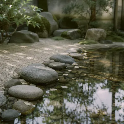 Peaceful Still Water Zen Garden Stones