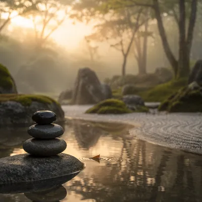 Peaceful Still Water Zen Garden Stones