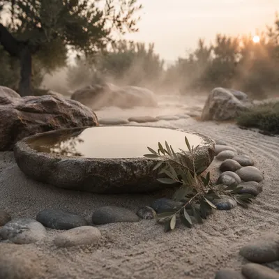 Peaceful Still Water Zen Garden at Dawn