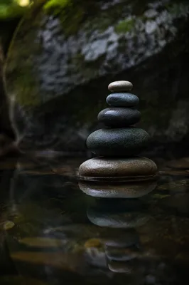 Peaceful River Stones in Still Water