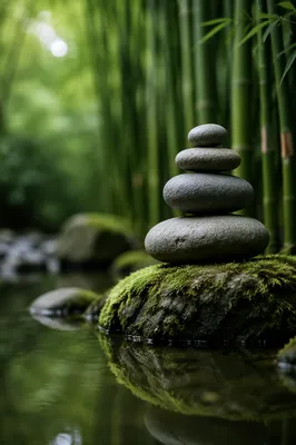 Peaceful Zen Stones by Still Water