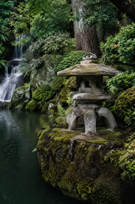 Peaceful Stone Lantern by Still Water