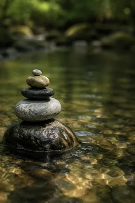 Peaceful River Stones in Still Water