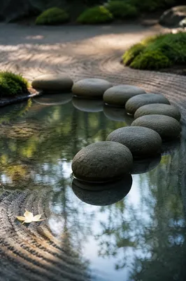 Peaceful Still Water Zen Garden Stones