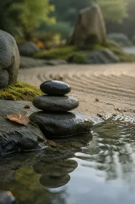 Peaceful Zen Garden with Still Water