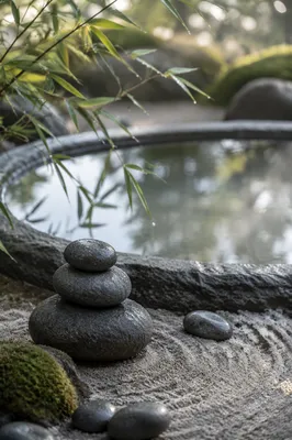 Peaceful Still Water and Zen Stones