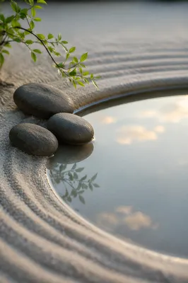 Peaceful Still Water and Zen Stones
