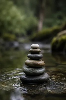 Peaceful Stacked Stones in Still Water