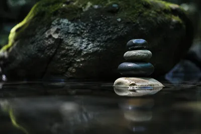 Peaceful River Stones in Still Zen Water