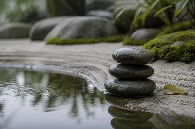 Peaceful Still Water Zen Garden Stones