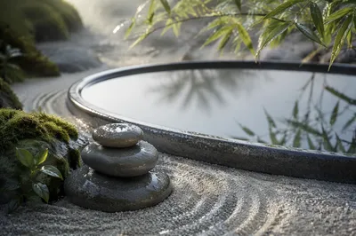 Peaceful Still Water and River Stones