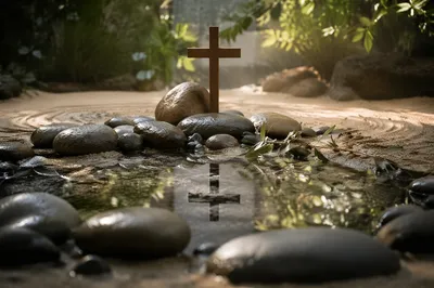 Still Water Cross in Peaceful Garden