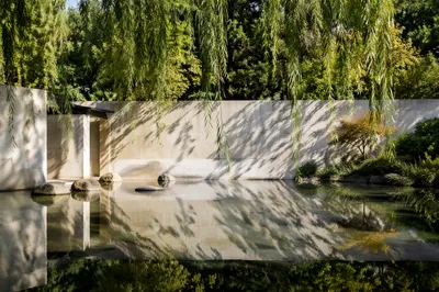 Peaceful Still Water Garden Reflection
