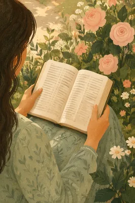 Peaceful Scripture Reading in Sunlit Garden
