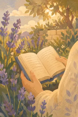 Peaceful Scripture Reading in Sunlit Garden
