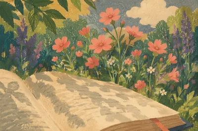 Peaceful Scripture Reading in a Sunlit Garden