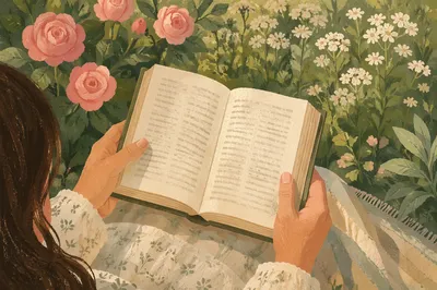 Peaceful Scripture Reading in Sunlit Garden