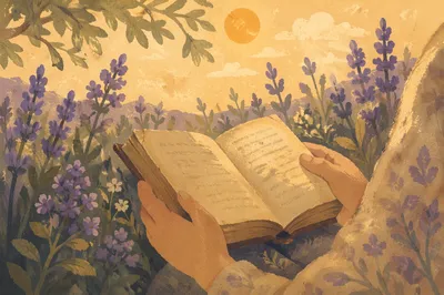 Peaceful Scripture Reading in Sunlit Garden