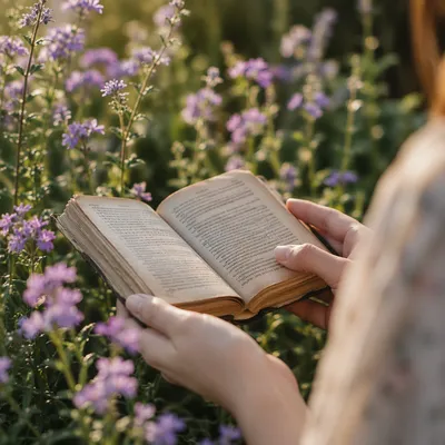 Peaceful Scripture Reading in Sunlit Garden