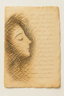 Peaceful Sleeping Face on Manuscript Page