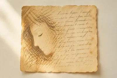 Peaceful Sleeping Face on Manuscript Page