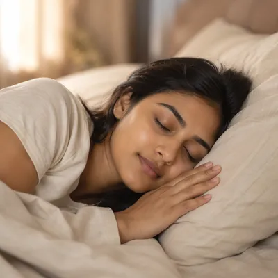 Peaceful Woman Sleeping in Soft Morning Light
