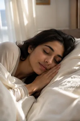 Peaceful Sleeping Woman in Soft Morning Light