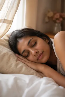 Peaceful Sleeping Woman in Soft Morning Light