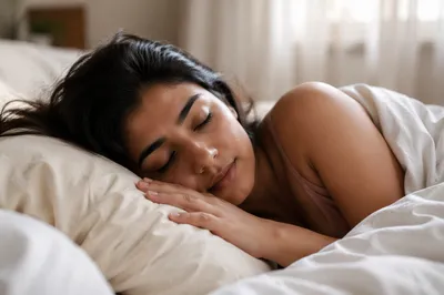 Peaceful Young Woman Sleeping on Pillow
