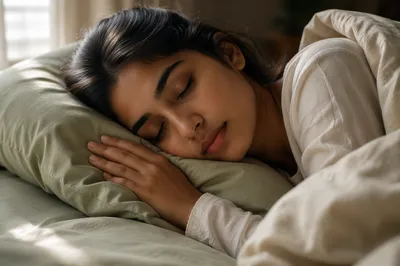 Peaceful Young Woman Sleeping in Bed