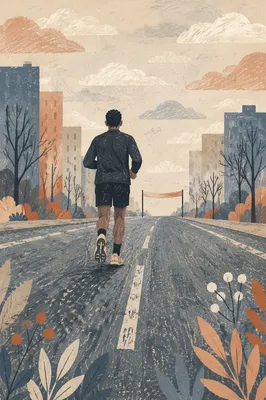 Determined Runner Chasing a Distant Finish