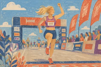 Persevering Runner Near the Finish Line