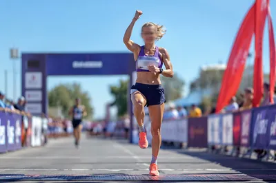 Determined Runner Near the Finish Line