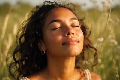 Peaceful Woman in Summer Sunlight