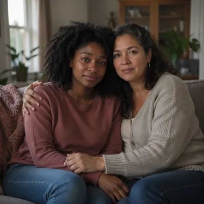 Two Friends Sharing a Supportive Hug