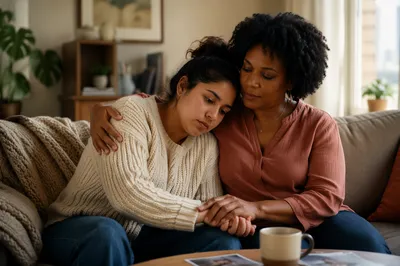 Comforting Embrace Between Two Women Indoors