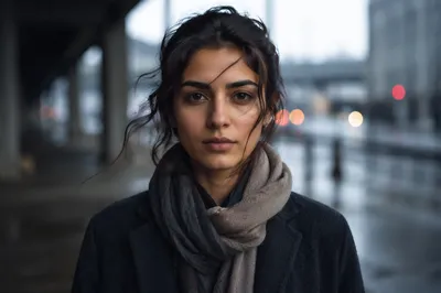 Determined Woman Portrait in Urban Underpass