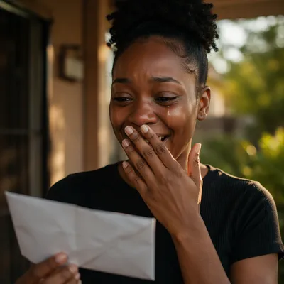 Tearful Joy on Sunlit Porch