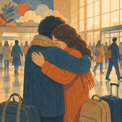Tearful Joyful Reunion Embrace at Station