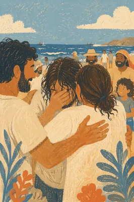 Tears of Joy Beach Reunion Embrace