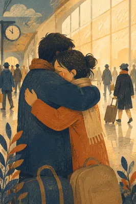 Tearful Joyful Reunion Embrace at Station