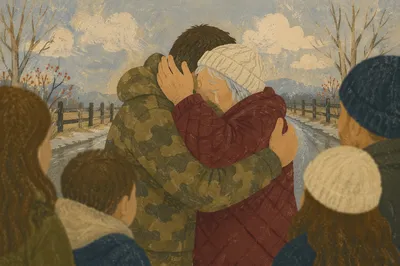 Tearful Joyful Reunion on Rural Roadside