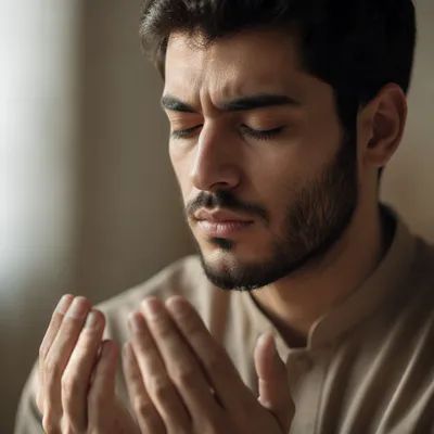 Close-Up Portrait of Man Praying