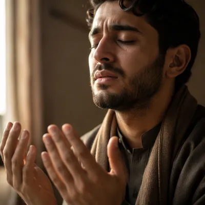 Close-Up of Man in Prayer